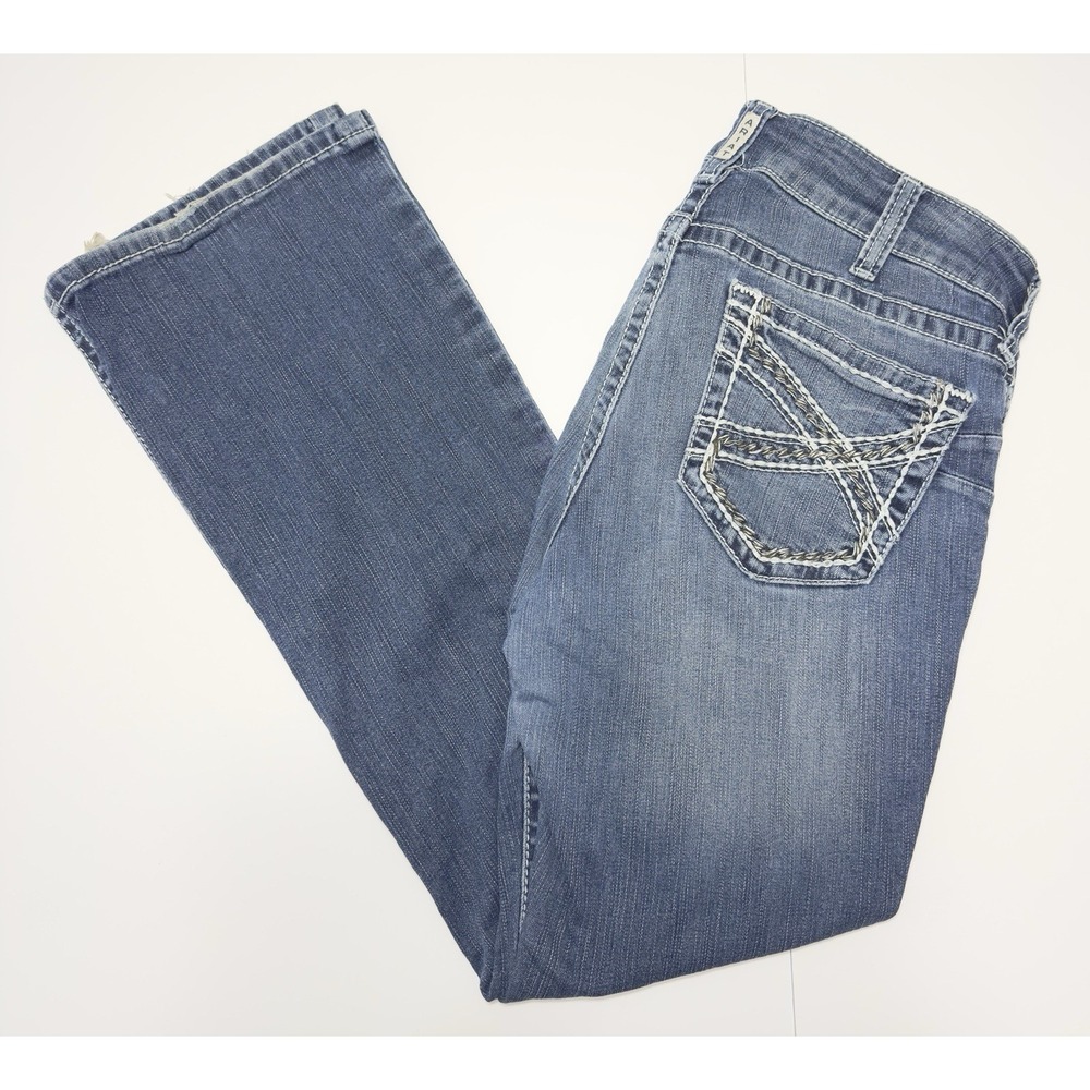 Ariat Women's REAL Denim Bootcut Jeans 32S Embroidered 31" Inseam Cowgirl Rodeo